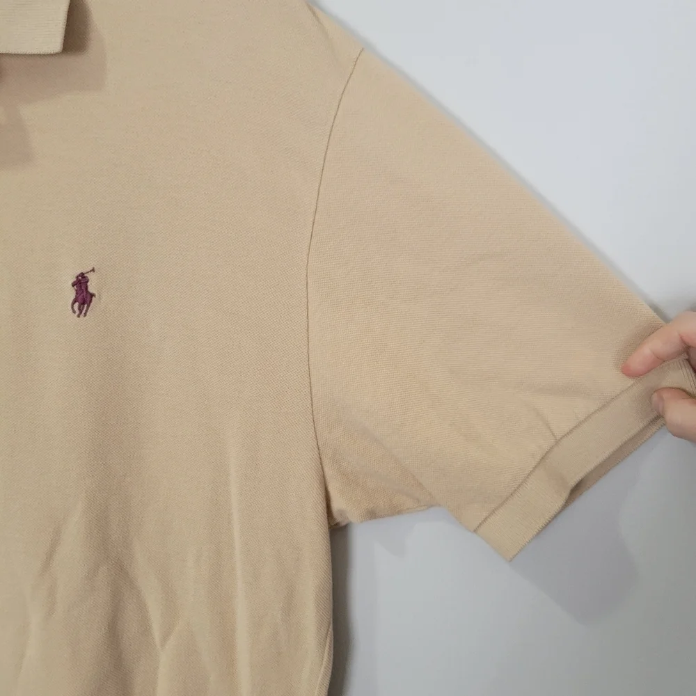 Ralph Lauren Polo Tan Short Sleeve Shirt Pony Logo Men's Large